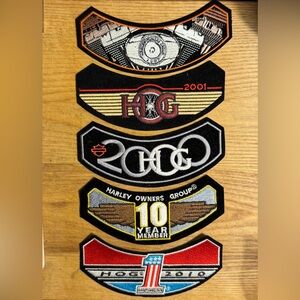 New HOG Harley Owners Group Patch Set of 5 2000 2001 2007 2010 & 10year